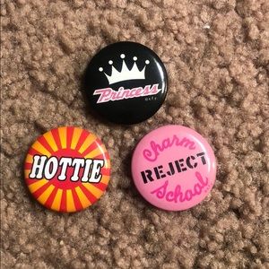 Assorted buttons! Princess hottie charm school